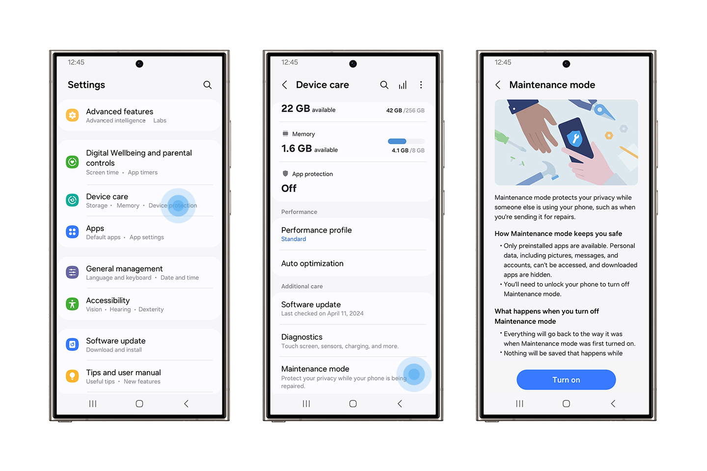 Nastavitve > Varnost in zasebnost > Več varnostnih nastavitev > Pripenjanje aplikacije