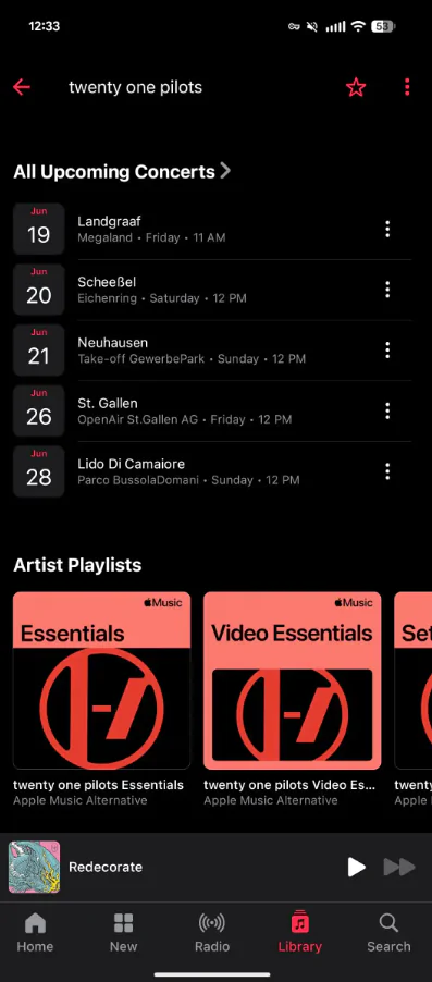 Apple Music 5.2 Seznam Koncertev