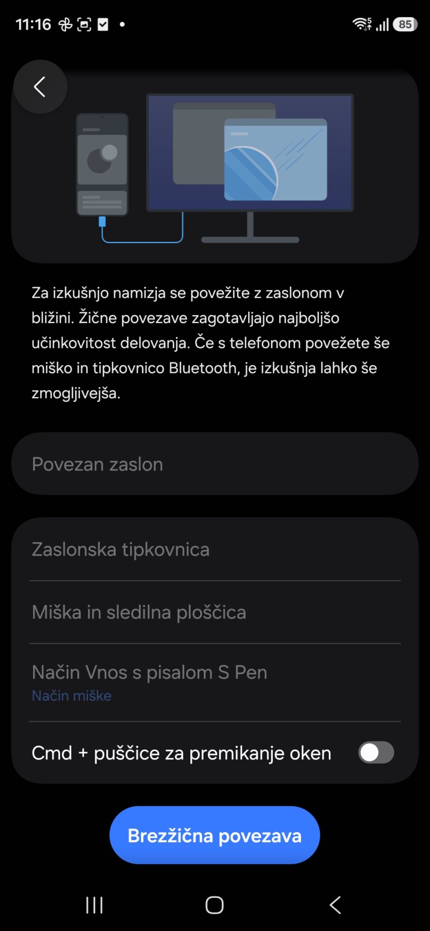 Nstavitve Samsung Dex