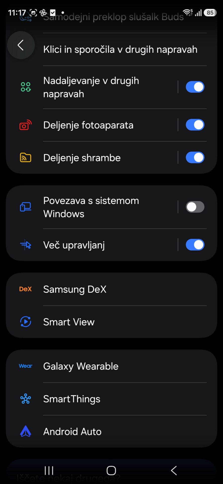 Samsung Dex in druge funkcije povezave
