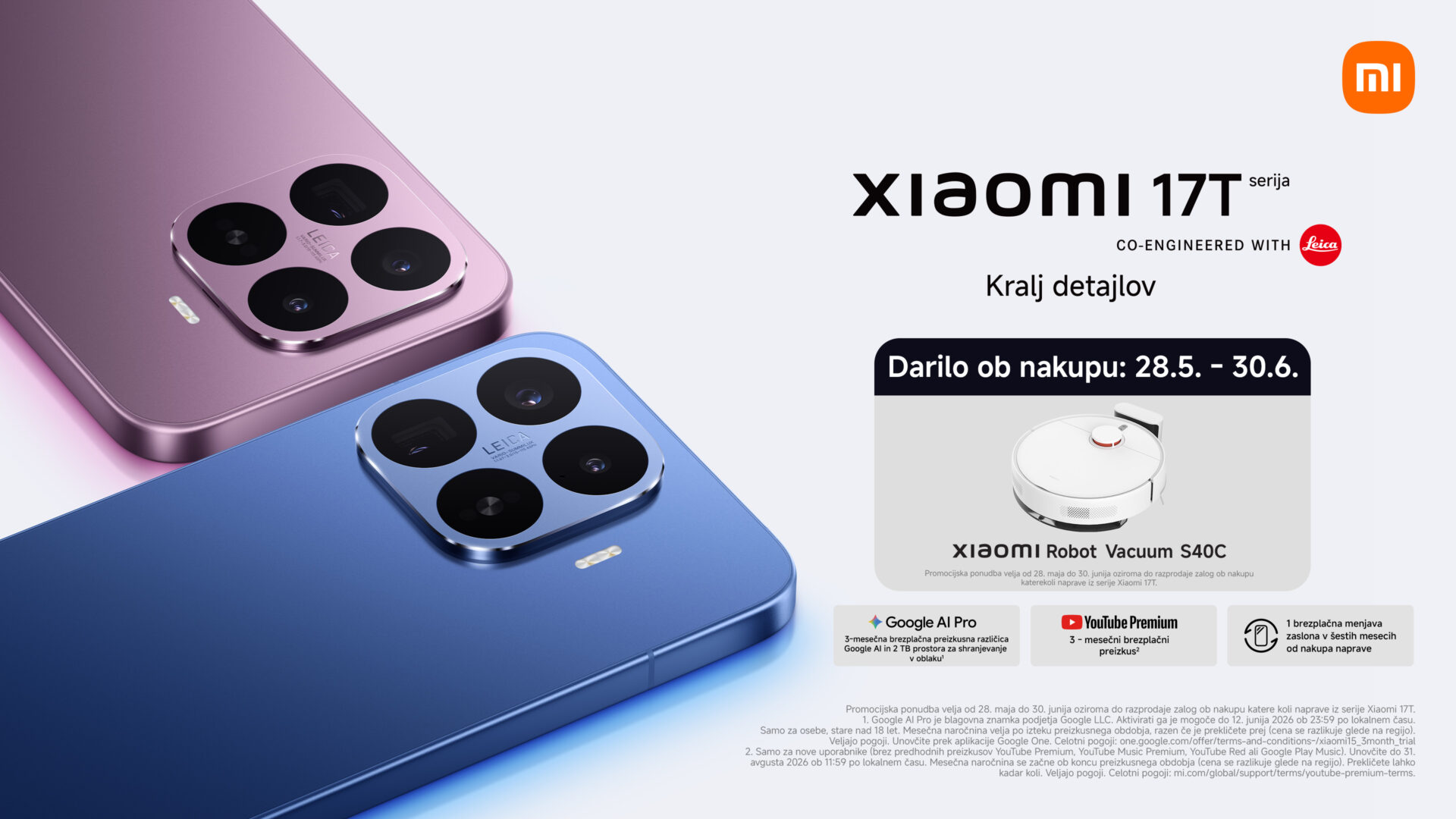 Promocijska ponudba velja od 28. maja do 30. junija oziroma do razprodaje zalog ob nakupu katerekoli naprave iz serije Xiaomi 17T.