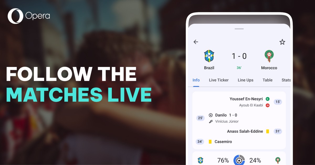 Novi dizajn brskalnika Opera za Android v slogu prihajajočega svetovnega pokala v nogometu
