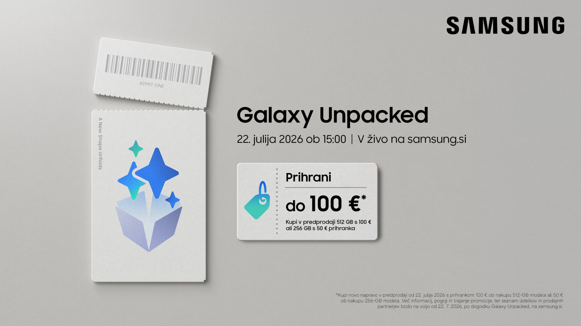 ob nakupu ene od naprav Galaxy, predstavljenih pozneje ta mesec, prejeli bon v vrednosti 30 evrov.