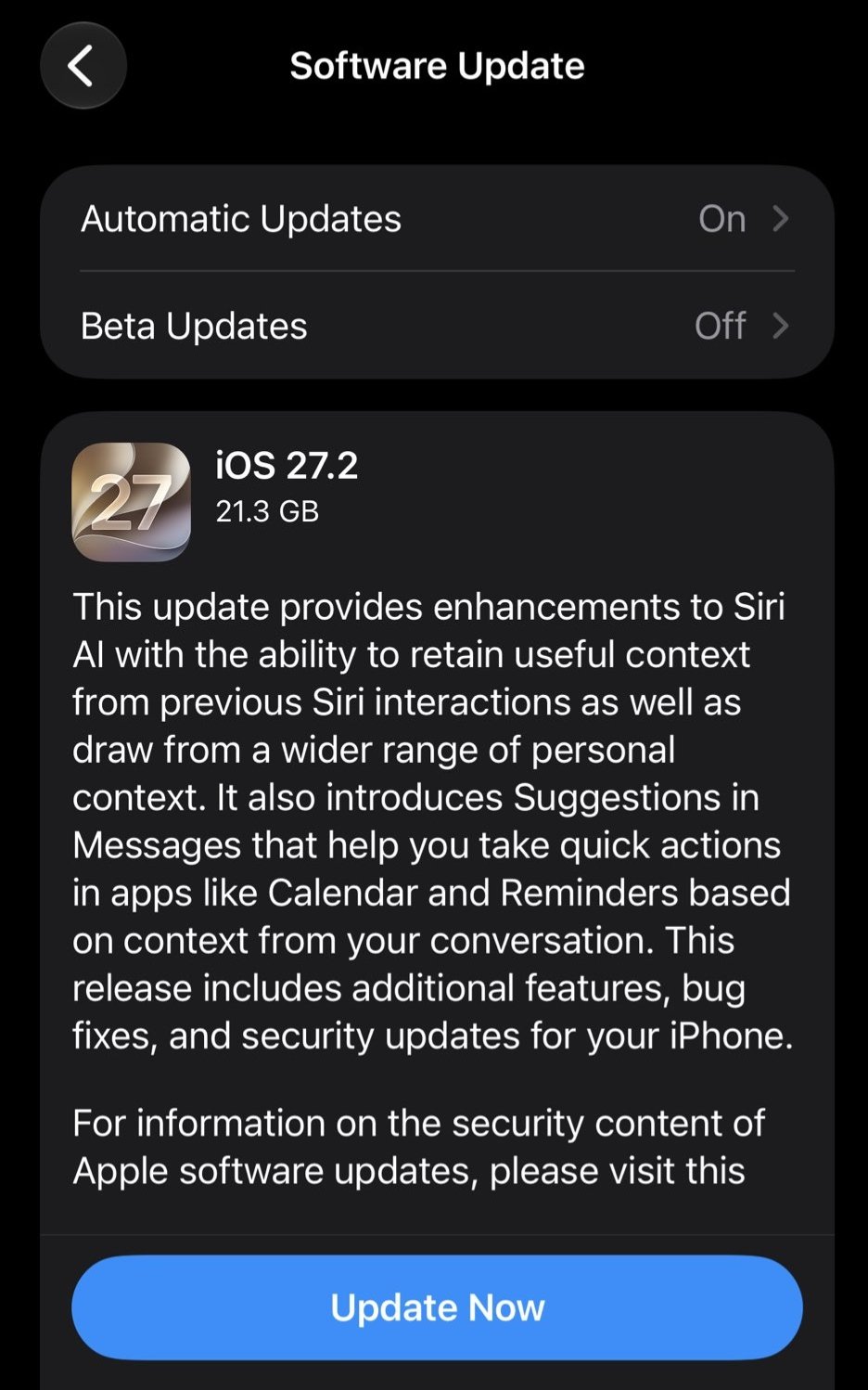 iOS 27.2 posodobitev