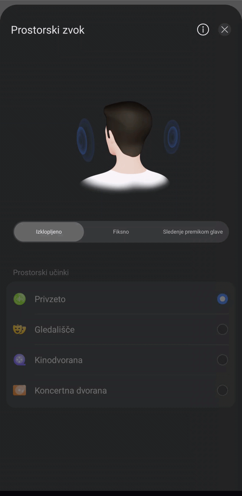 Prilagajanje zvočne slike v aplikaciji Huawei Audio Connect